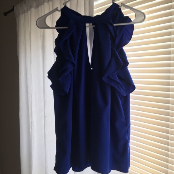 XOXO Tops - Royal Blue Dressy Tank With Back Bow